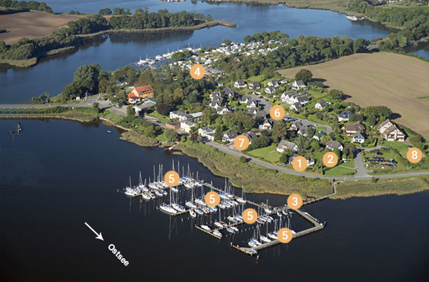 Liegeplan des Sportboothafens Lindaunis